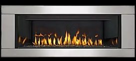 Modern gas fireplace with flames