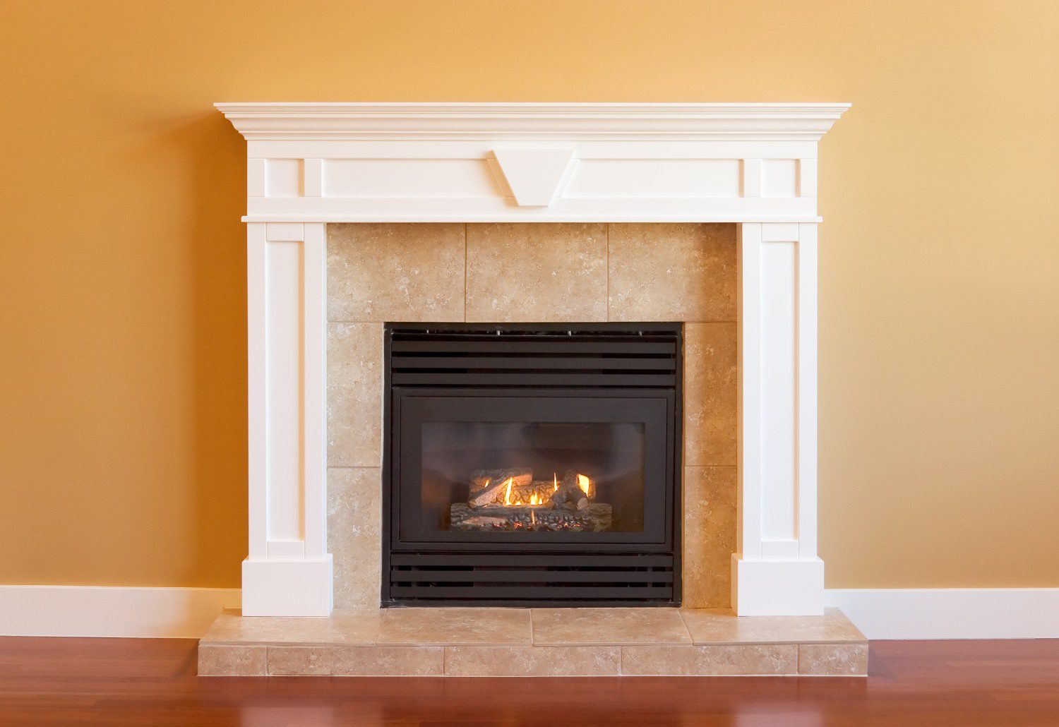 Cozy fire in modern hearth